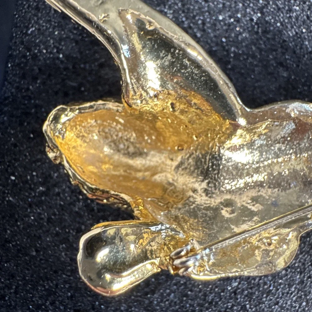 Panther Tiger Leopard Cat Green Clear Rhinestone Gold tone Pin Brooch Hap Pin 3
